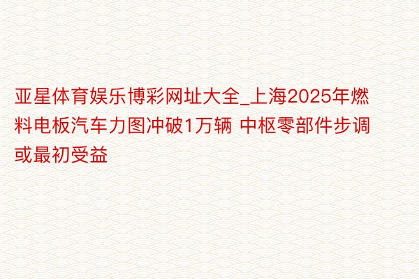 亚星体育娱乐博彩网址大全_上海2025年燃料电板汽车力图冲破1万辆 中枢零部件步调或最初受益